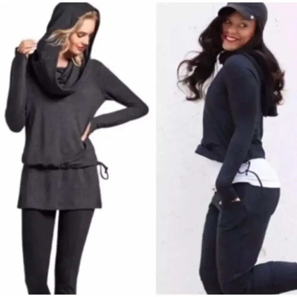 Cabi Recess Topper Cowl Neck Hoodie #3231 Charcoal Gray Medium Minimalist CL